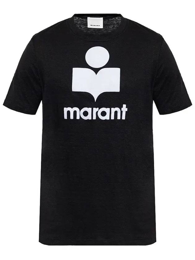 Karman Logo Print Linen Short Sleeve T-Shirt Black - ISABEL MARANT - BALAAN 2