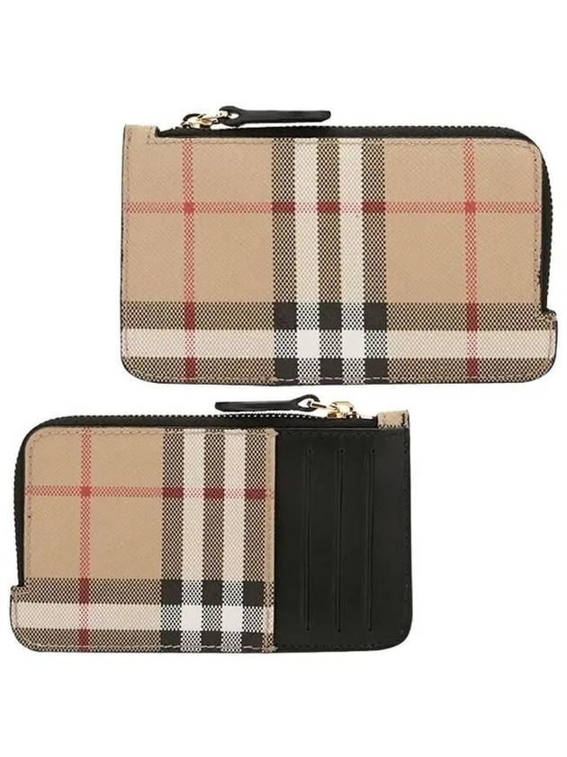 Check Pattern Half Zipper Card Wallet Archive Beige - BURBERRY - BALAAN 2