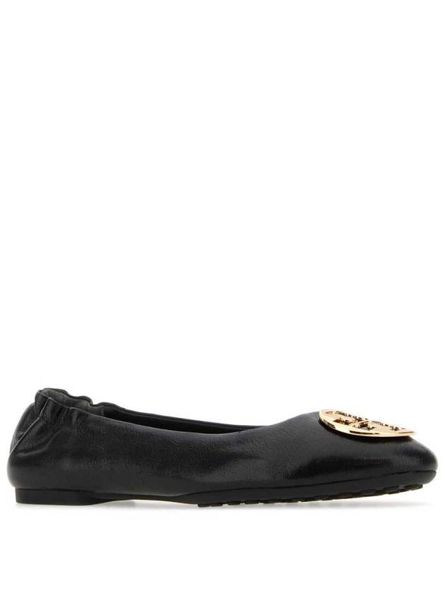 Logo Leather Ballerina Flat Black - TORY BURCH - BALAAN 3