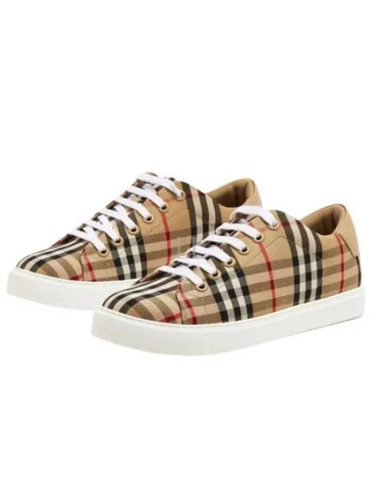 Vintage Check and Leather Sneakers Archive Beige - BURBERRY - BALAAN 2