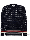 Wool Mohair Long Sleeve Knit Top Navy - THOM BROWNE - BALAAN 2