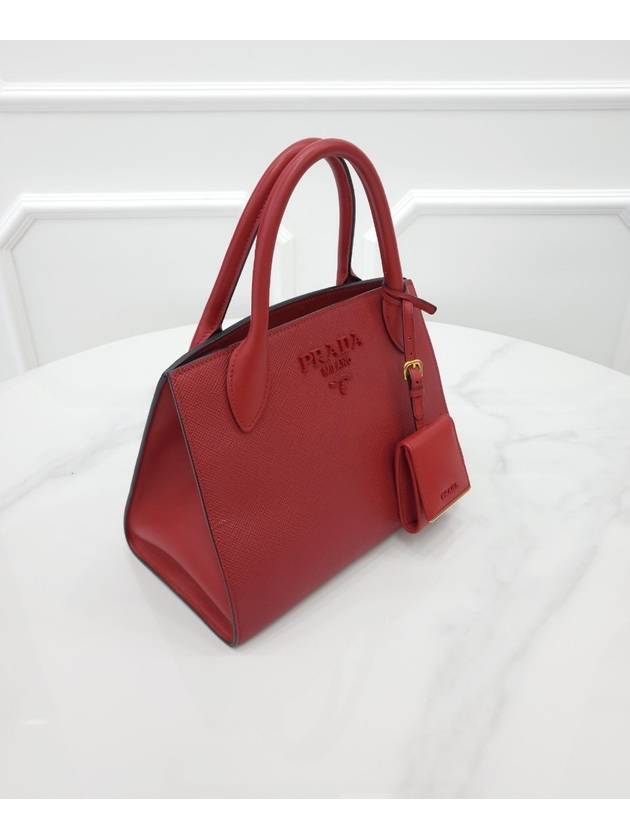 Monochrome Saffiano Tote Shoulder Bag Red 1BA156 - PRADA - BALAAN 3