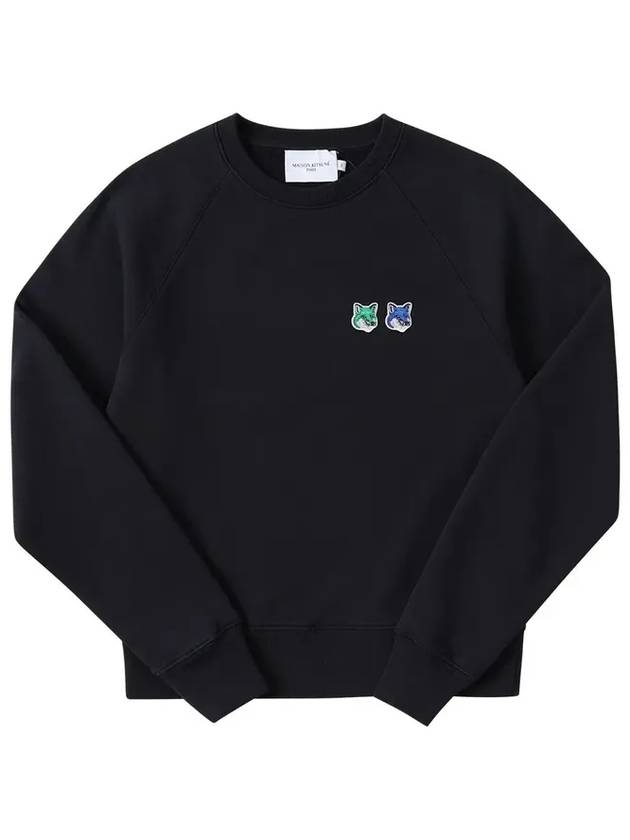 Double Head Fox Patch Sweatshirt Black - MAISON KITSUNE - BALAAN 6