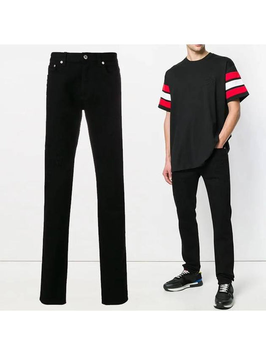 Logo Patch Distressed Straight Jeans Black - GIVENCHY - BALAAN 2