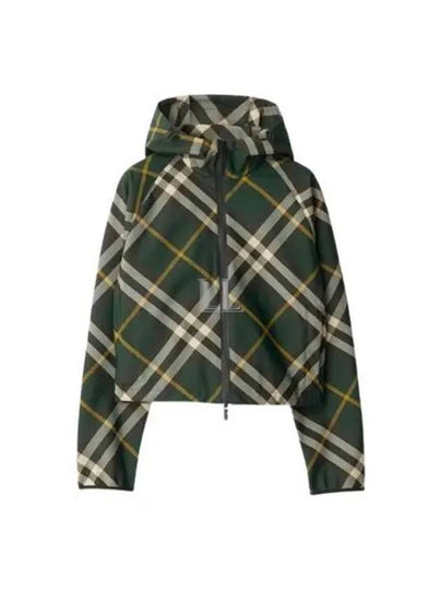 Check Pattern Zip-Up Hoodie Green - BURBERRY - BALAAN 2