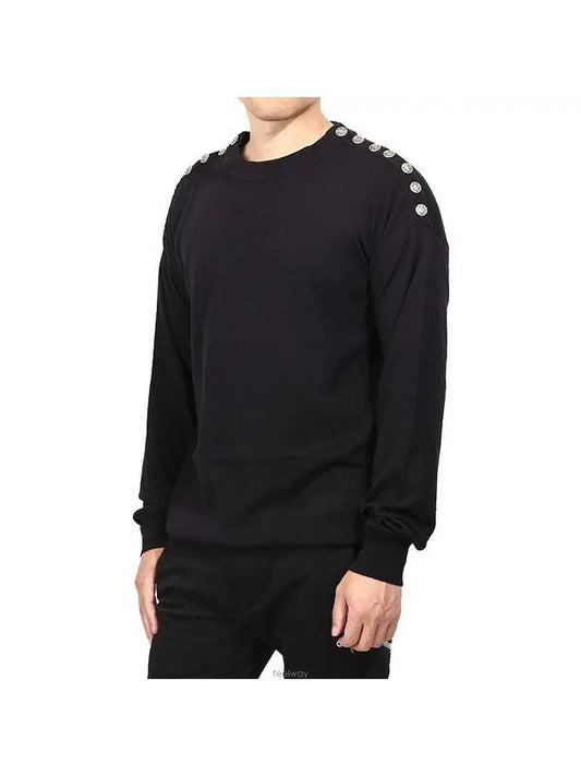 Shoulder Button Knit Top Black - BALMAIN - BALAAN 2