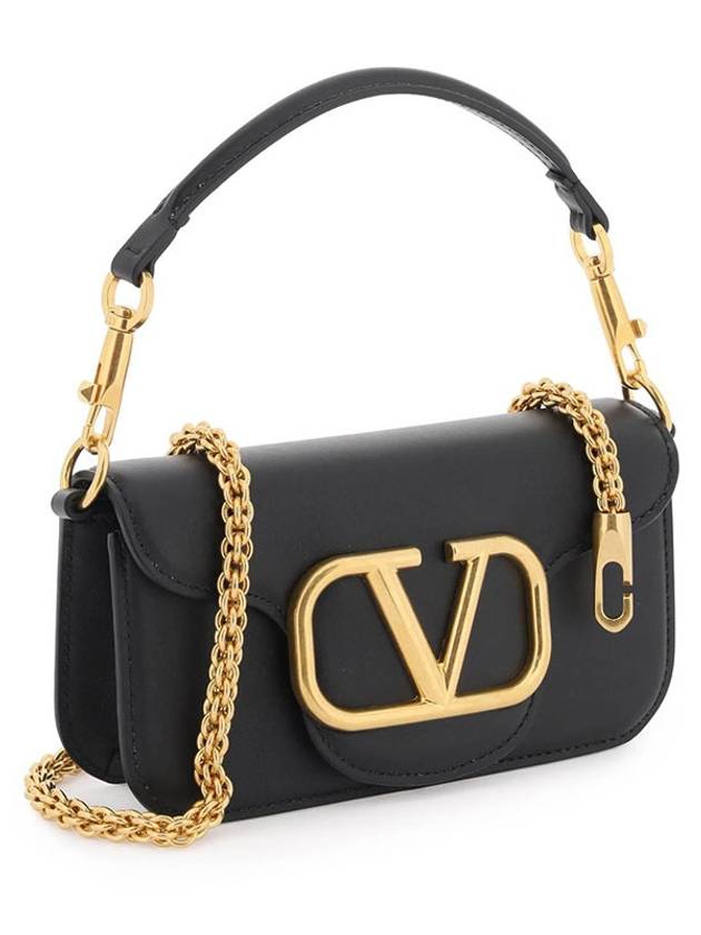 V Logo Buckle Calfskin Small Shoulder Bag Black - VALENTINO - BALAAN 3