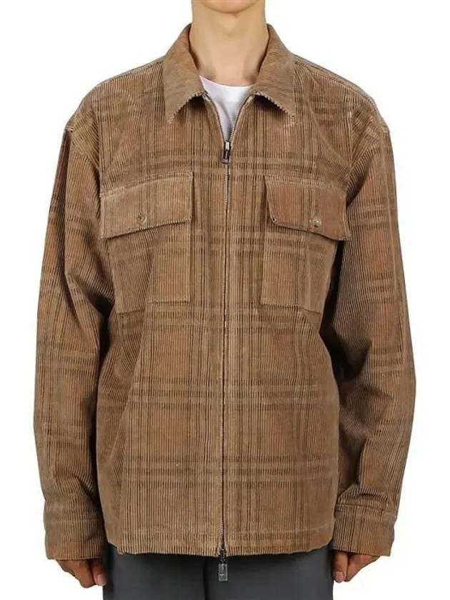 Check Corduroy Long Sleeve Shirt Beige - BURBERRY - BALAAN 2