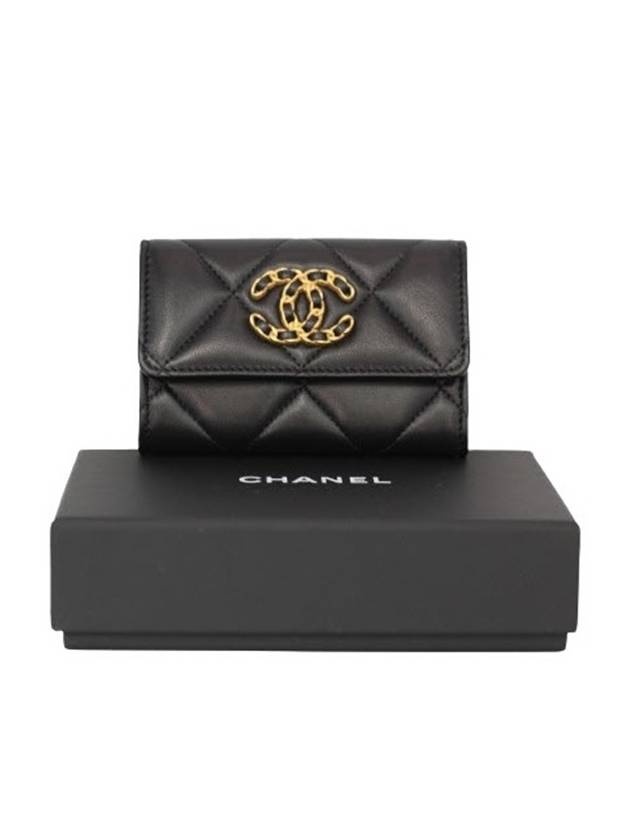 19 Gold Hardware Lambskin Flap Card Wallet Black - CHANEL - BALAAN 3