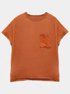 Women's Embroidered Pocket Round Short Sleeve T-shirt Orange H2E4604DU 2N - HERMES - BALAAN 1