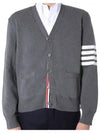 Milano Stitch 4-Bar Cardigan Medium Grey - THOM BROWNE - BALAAN 4