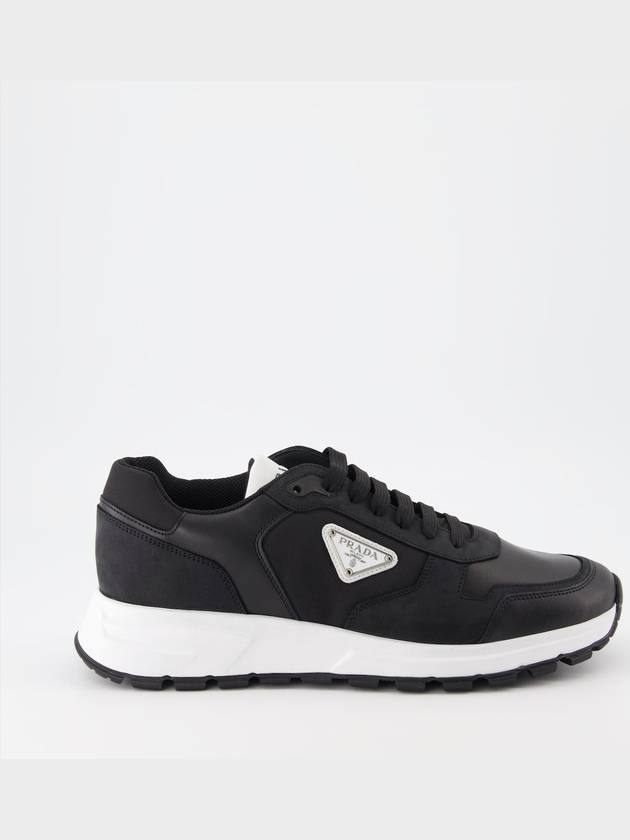 Nubuck Nylon Low Top Sneakers Black - PRADA - BALAAN 2