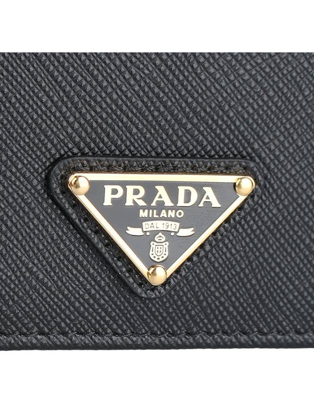 Gold Hardware Triangle Logo Saffiano Half Wallet Black - PRADA - BALAAN 6