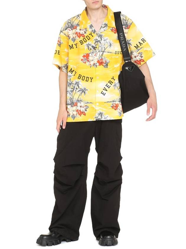 printed poplin oversized short sleeve shirt yellow - GUCCI - BALAAN 4