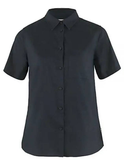 Women's Ovik Travel Short Sleeves Shirt Dark Navy - FJALL RAVEN - BALAAN 2