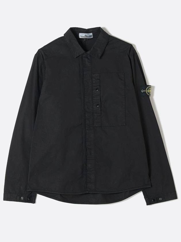 Supima Cotton Twill Over Long Sleeve Shirt Black - STONE ISLAND - BALAAN 2