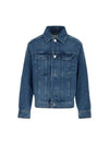 Paris Logo Patch Flap Pocket Cotton Denim Jacket Blue - AMI - BALAAN 2