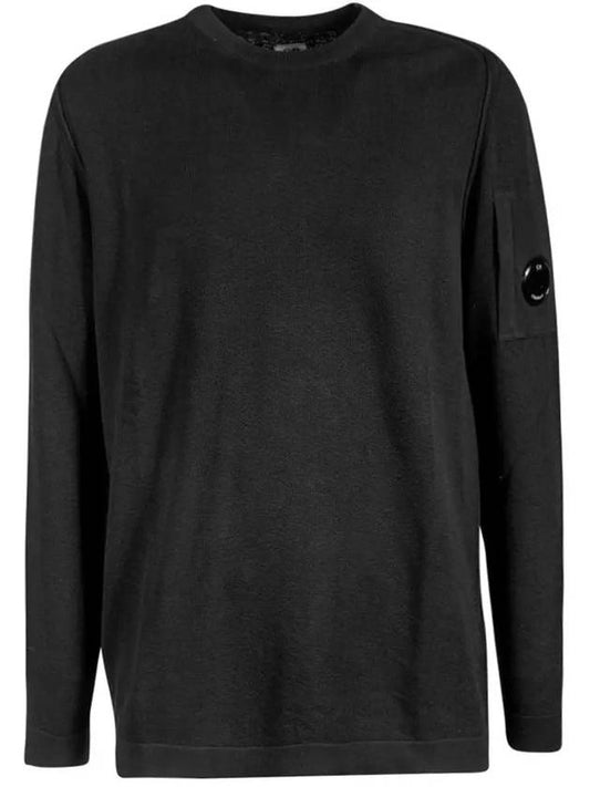 Men's Lens Wappen Crew Neck Knit Top Black - CP COMPANY - BALAAN 2