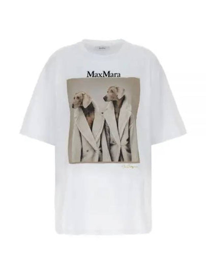 Women's Tacco Print Logo Cotton Short Sleeve T-Shirt White - MAX MARA - BALAAN 2