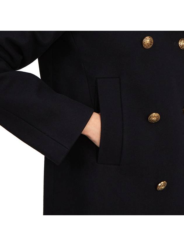 Women's Logo Patch Breasted Peacoat Dark Blue - GOLDEN GOOSE - BALAAN 9