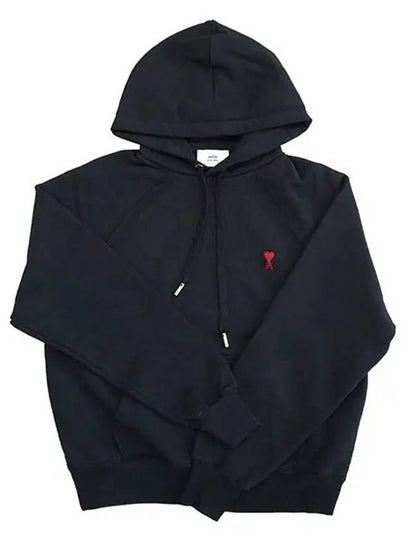 Heart Logo Cotton Hoodie Black - AMI - BALAAN 2