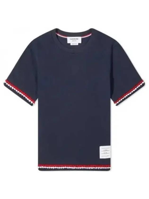 RWB Stripe Cotton Short Sleeve T-Shirt Navy - THOM BROWNE - BALAAN 2