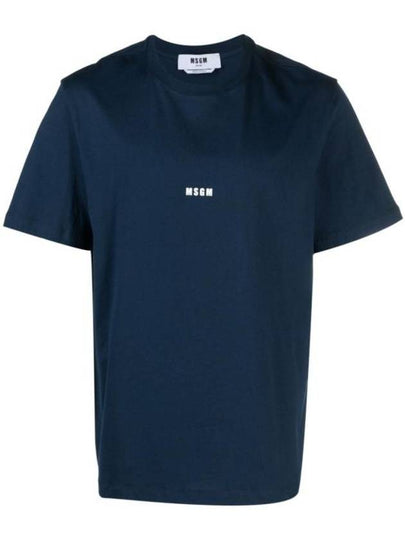 Logo Print Cotton Short Sleeve T-Shirt Navy - MSGM - BALAAN 2