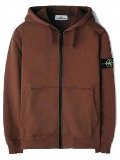 Men Wappen Cotton Fleece Hooded Zip Up Brown - STONE ISLAND - BALAAN 2