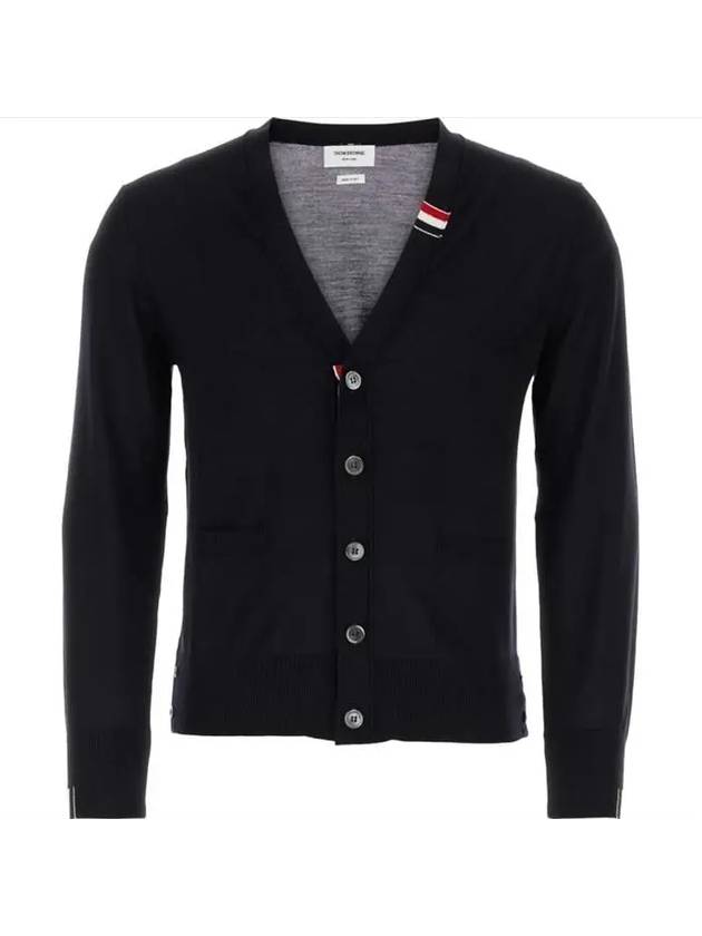 Men's Jersey Stitch V-Neck Cardigan Navy - THOM BROWNE - BALAAN 2