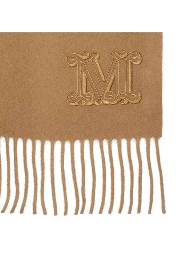 Wsdahlia Embroid M Logo Fringe Cashmere Muffler Camel - MAX MARA - BALAAN 5