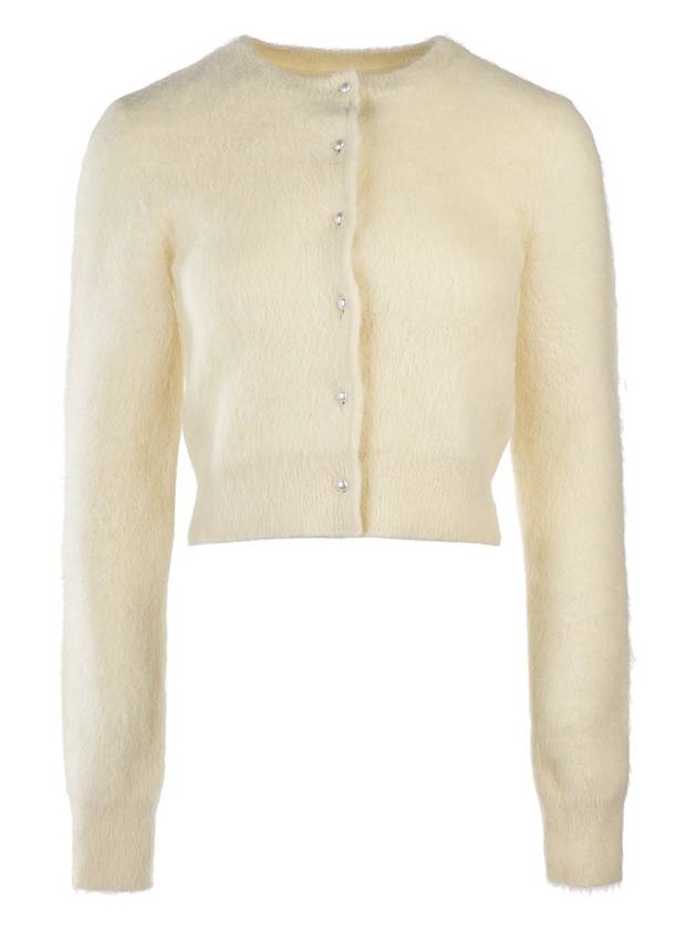 Pearl Button Back Stitch Angora Short Cardigan Light Yellow - MAISON MARGIELA - BALAAN 2