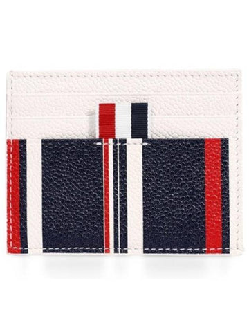 Three Stripe Tab Striped Single Card Wallet Navy White - THOM BROWNE - BALAAN 1