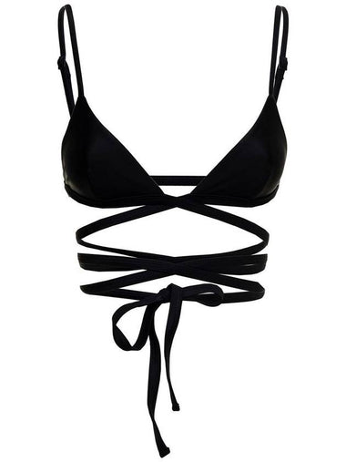 Matteau Woman'S Black Nylon Bikini Top With Crossed Laces - MATTEAU - BALAAN 1