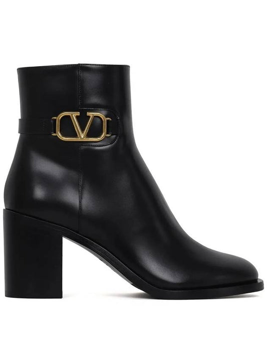 V Logo Signature Calfskin Middle Boots Black - VALENTINO - BALAAN 2