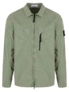 Wappen Patch Old Treatment Zip-Up Overshirt Sage Green - STONE ISLAND - BALAAN 2