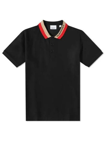 Logo Stripe Short Sleeve Polo Shirt Black - BURBERRY - BALAAN 2