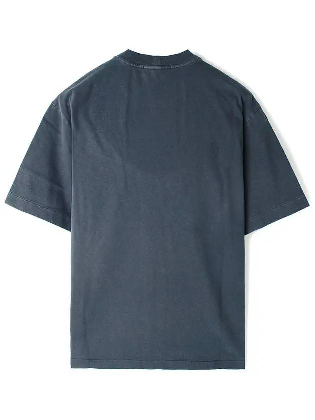 Logo Print Crew Neck Short Sleeve T-Shirt Blue - STONE ISLAND - BALAAN 3