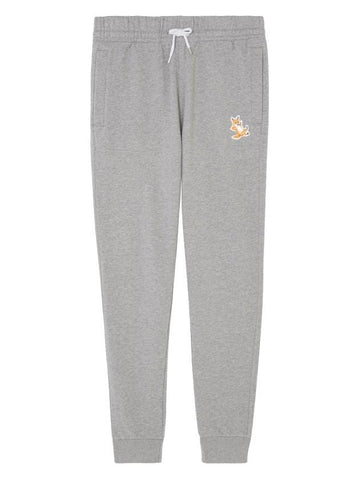 Chillax Fox Patch Classic Jogger Pants Gray - MAISON KITSUNE - BALAAN.