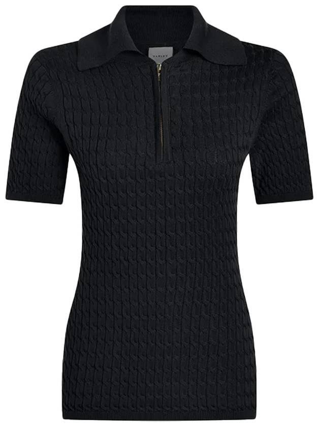 Bali Tennis Collar Short Sleeve Knit Tee Half Zip Up Lillian Off Court Polo TOP Black - VARLEY - BALAAN 8