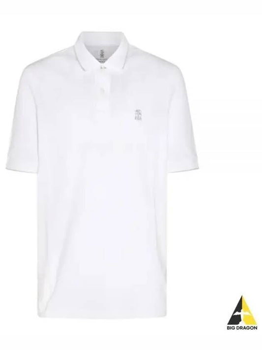 Embroidered Logo Short Sleeve Polo Shirt White - BRUNELLO CUCINELLI - BALAAN 2