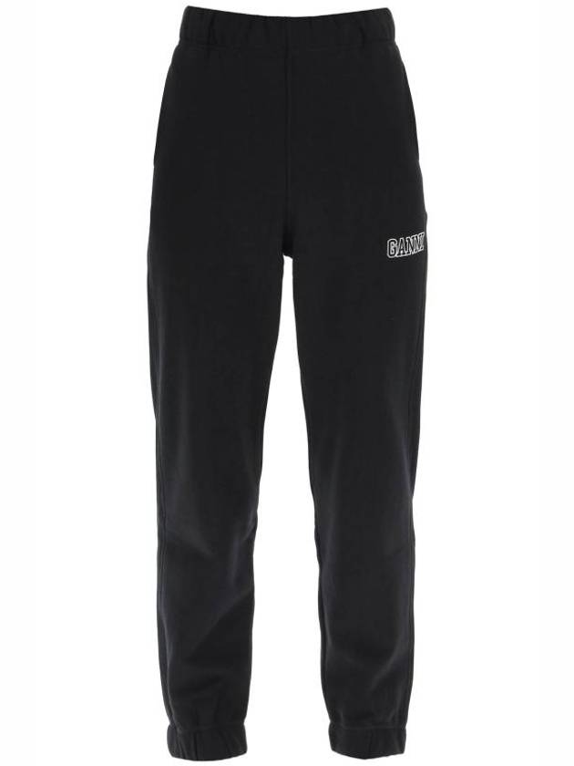 Side Logo Cotton JoGGer Track Pants Black - GANNI - BALAAN 2