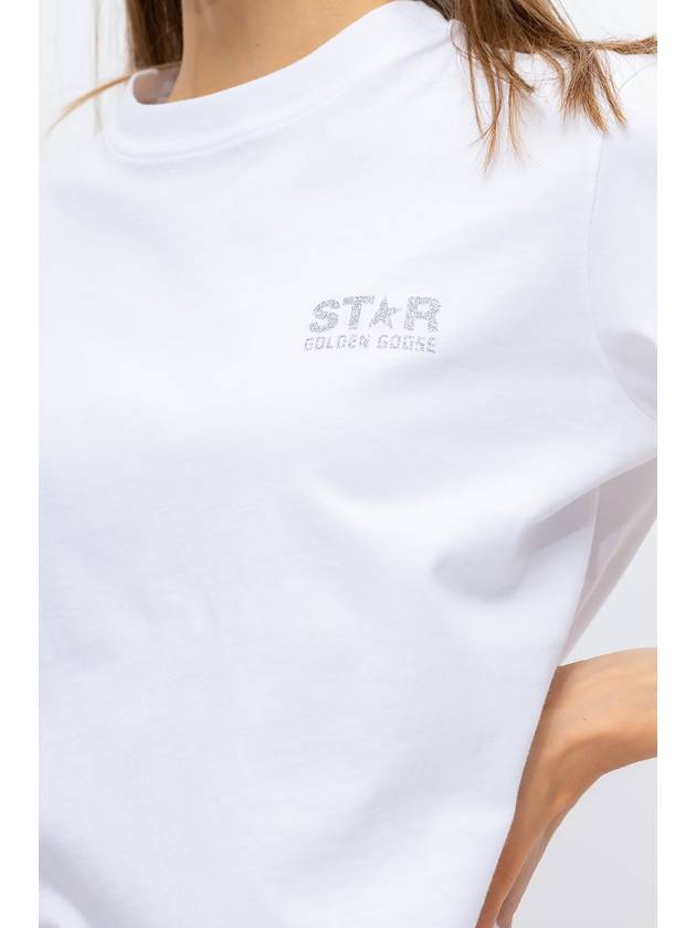 Glitter Star Logo Short Sleeve T-Shirt Silver White - GOLDEN GOOSE - BALAAN 6