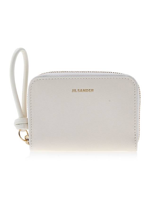 Logo Plaque Zip Round Calf Leather Coin Wallet Ivory - JIL SANDER - BALAAN 1