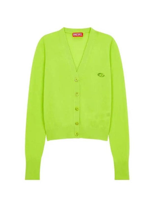 Women s Cashmere Wool Logo Cardigan Light Green - DIESEL - BALAAN 1