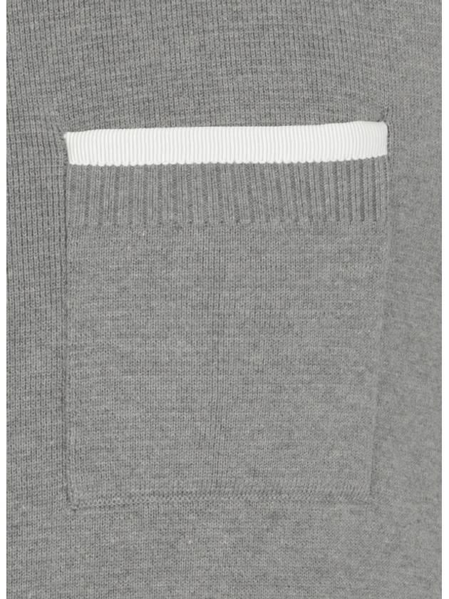 Milano Stitch 4-Bar Boxy Crew Neck Pullover Knit Top Grey - THOM BROWNE - BALAAN 5