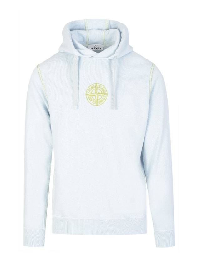 Men's Embroidered Stitch Cotton Hoodie Sky Blue - STONE ISLAND - BALAAN 1