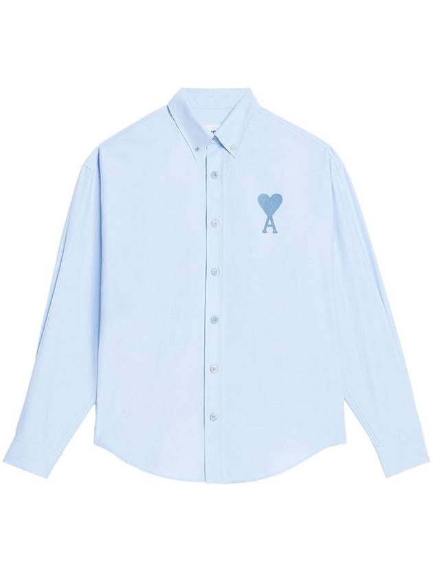 Heart Logo Shirt Sky Blue USH124 CO0031 450 - AMI - BALAAN 4