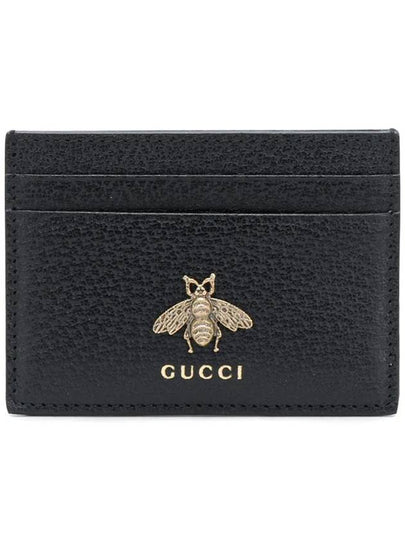 Leather Animalier Leather Card Case Wallet Black - GUCCI - BALAAN 2