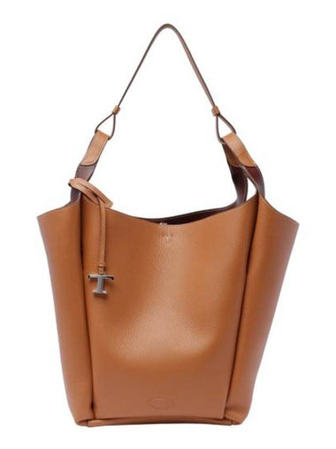 Leather Medium Bucket Bag Brown - TOD'S - BALAAN 1