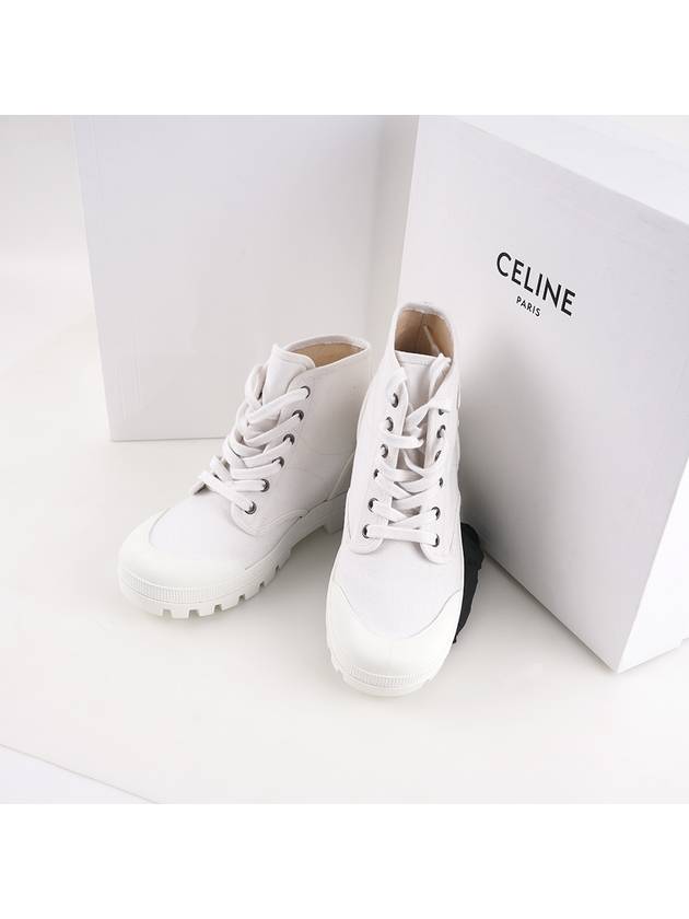 Logo Patapans Lace Up High Top Sneakers White - CELINE - BALAAN 4